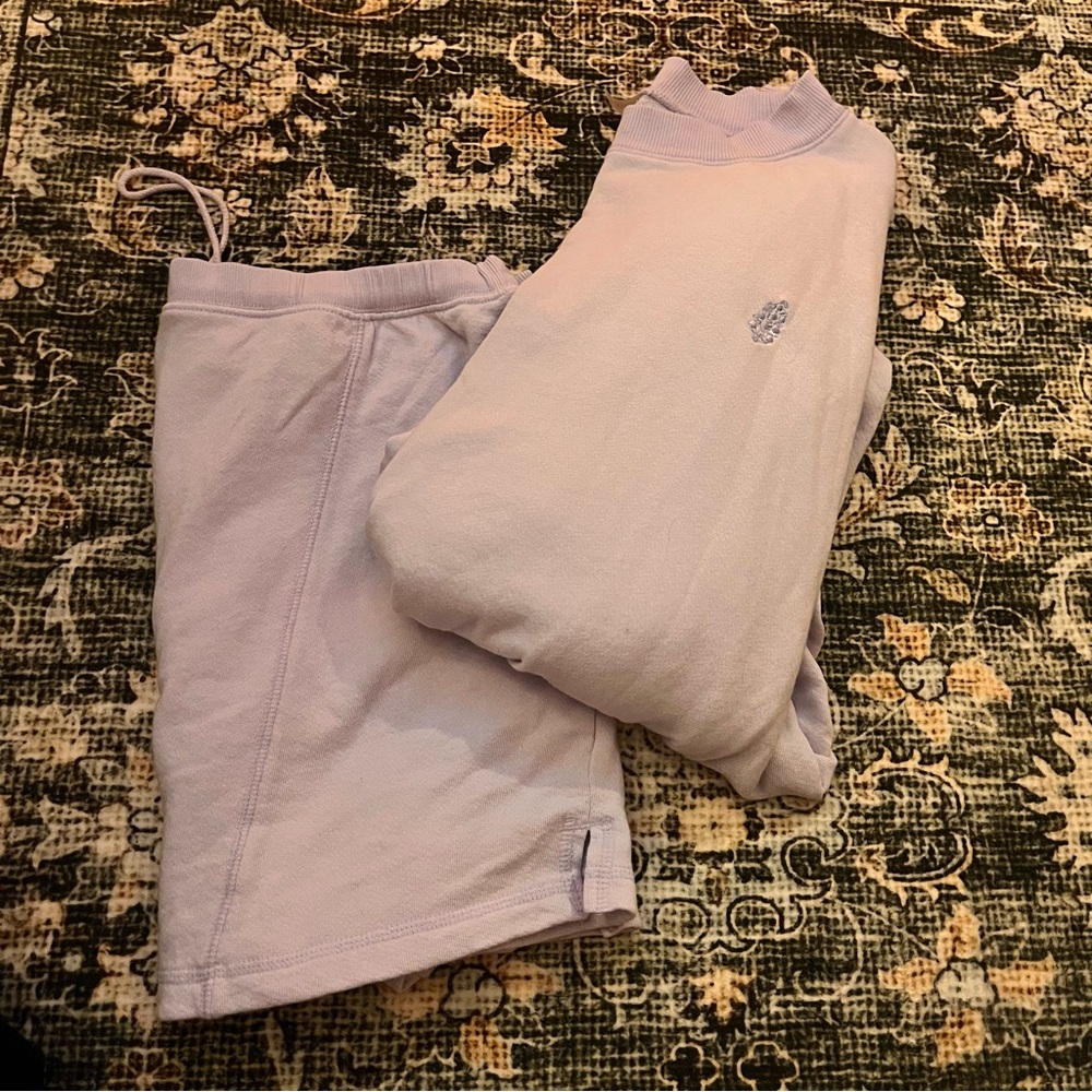 Free People Movement Lavender French Terry Short T-Shirt Set L/XL